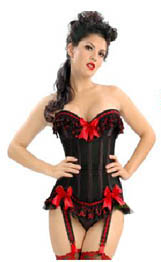 black and red burlesque super corset plus
